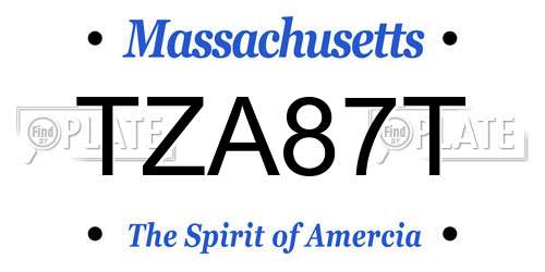 TZA87T Massachusetts License Plate