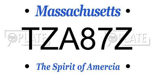 TZA87Z Massachusetts License Plate