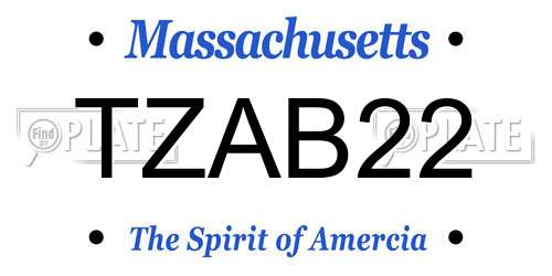 TZAB22 Massachusetts License Plate