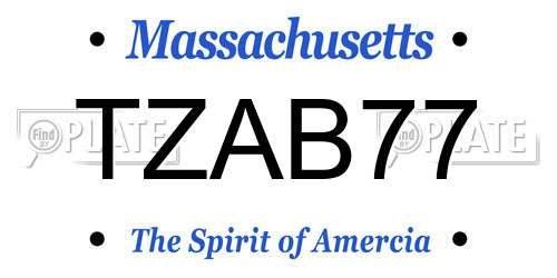 TZAB77 Massachusetts License Plate