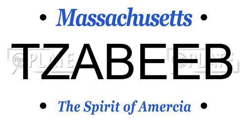 TZABEEB Massachusetts License Plate
