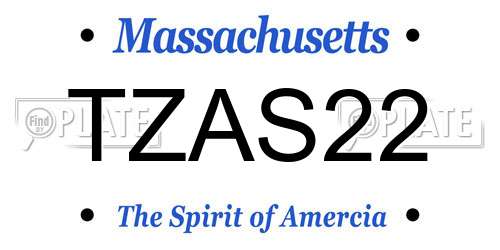 TZAS22 Massachusetts License Plate