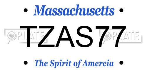 TZAS77 Massachusetts License Plate