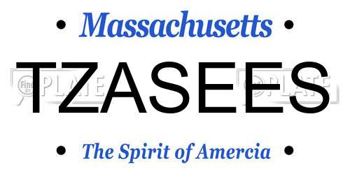 TZASEES Massachusetts License Plate