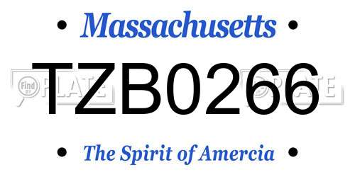 TZB0266 Massachusetts License Plate