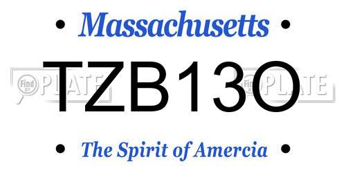 TZB13O Massachusetts License Plate
