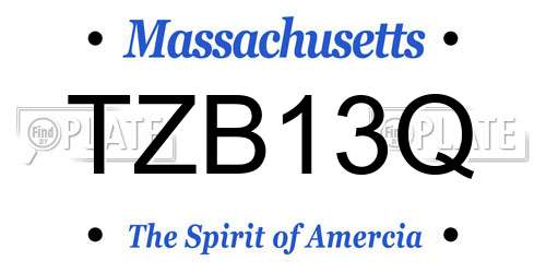 TZB13Q Massachusetts License Plate
