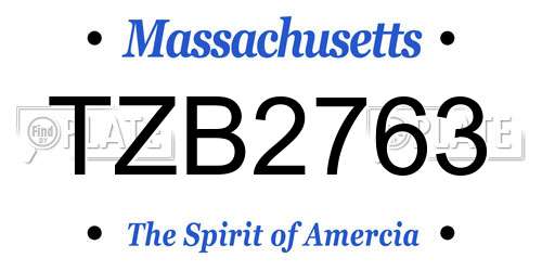 TZB2763 Massachusetts License Plate