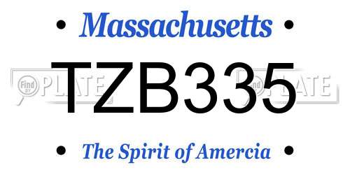 TZB335 Massachusetts License Plate