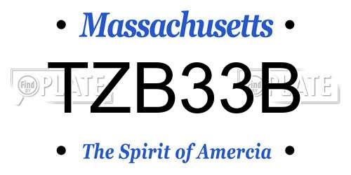 TZB33B Massachusetts License Plate