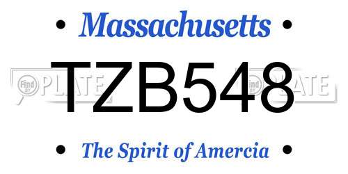 TZB548 Massachusetts License Plate