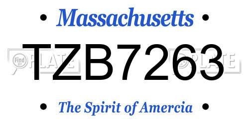 TZB7263 Massachusetts License Plate