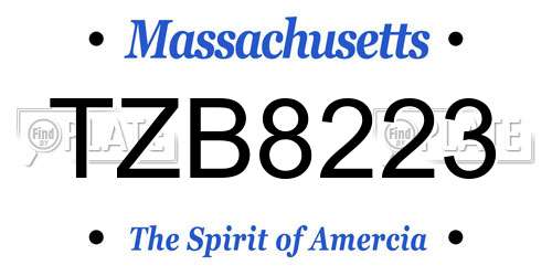 TZB8223 Massachusetts License Plate