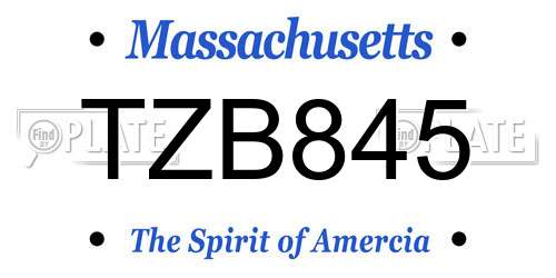 TZB845 Massachusetts License Plate