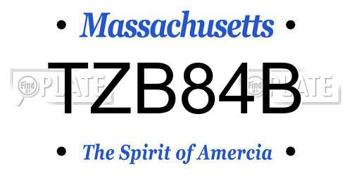 TZB84B Massachusetts License Plate
