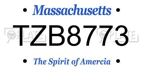 TZB8773 Massachusetts License Plate