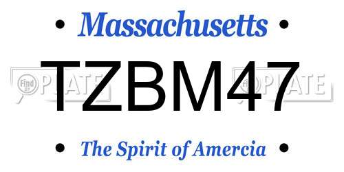 TZBM47 Massachusetts License Plate