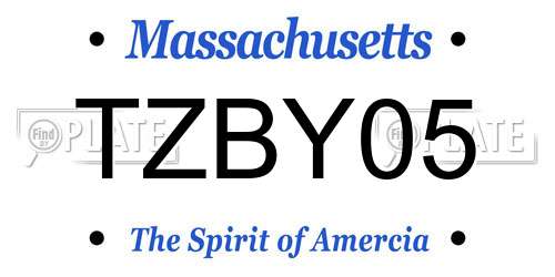 TZBY05 Massachusetts License Plate