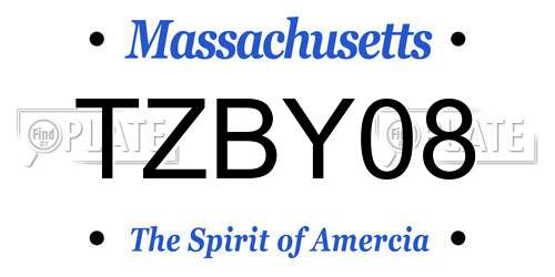 TZBY08 Massachusetts License Plate