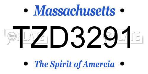 TZD3291 Massachusetts License Plate