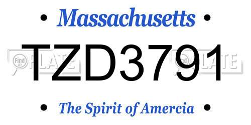 TZD3791 Massachusetts License Plate