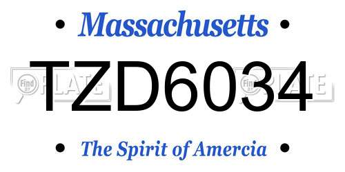 TZD6034 Massachusetts License Plate