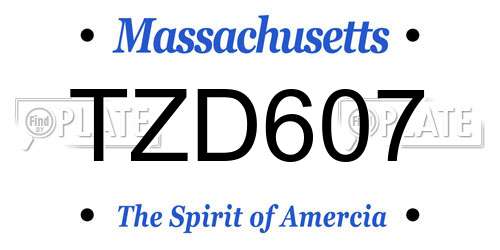 TZD607 Massachusetts License Plate