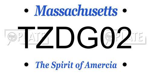 TZDG02 Massachusetts License Plate