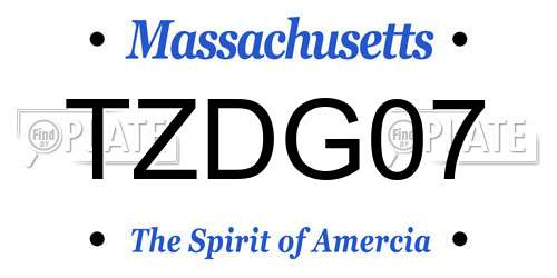 TZDG07 Massachusetts License Plate