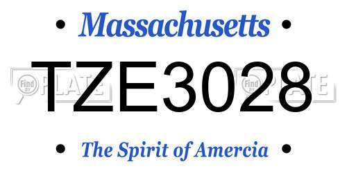 TZE3028 Massachusetts License Plate