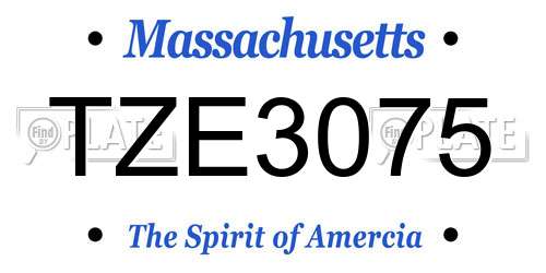 TZE3075 Massachusetts License Plate