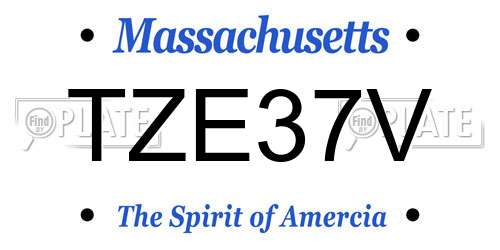 TZE37V Massachusetts License Plate