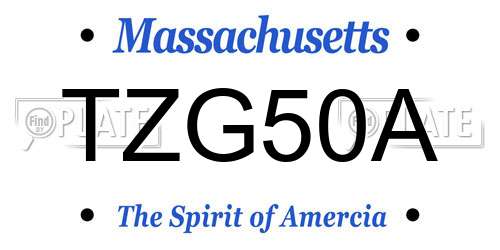 TZG50A Massachusetts License Plate