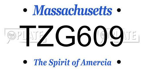 TZG609 Massachusetts License Plate