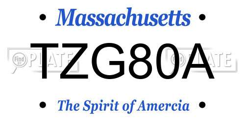 TZG80A Massachusetts License Plate
