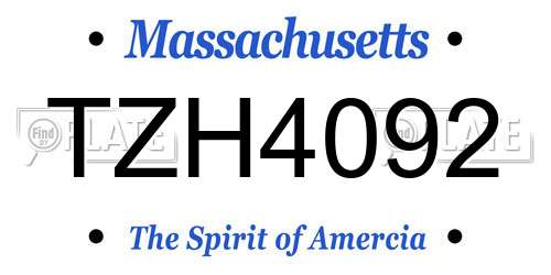 TZH4092 Massachusetts License Plate