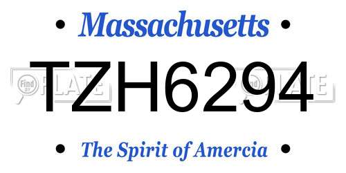 TZH6294 Massachusetts License Plate