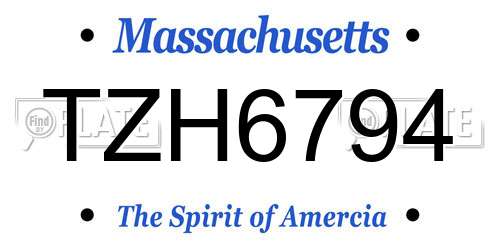 TZH6794 Massachusetts License Plate