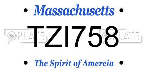 TZI758 Massachusetts License Plate