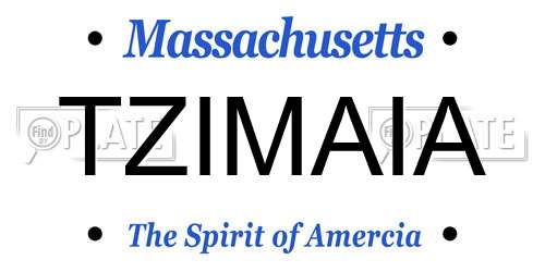 TZIMAIA Massachusetts License Plate