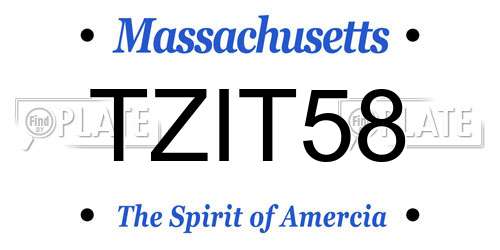 TZIT58 Massachusetts License Plate