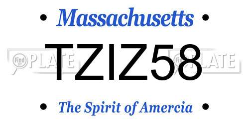 TZIZ58 Massachusetts License Plate
