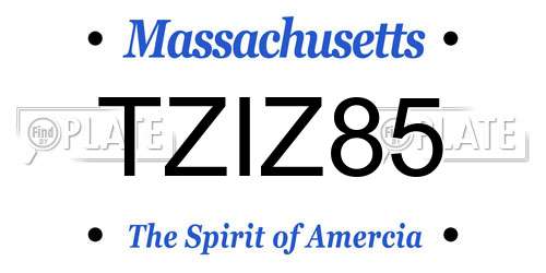 TZIZ85 Massachusetts License Plate