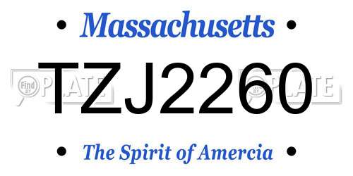 TZJ2260 Massachusetts License Plate