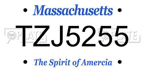 TZJ5255 Massachusetts License Plate