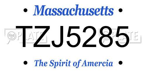 TZJ5285 Massachusetts License Plate