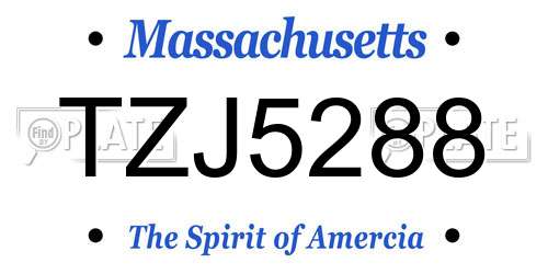 TZJ5288 Massachusetts License Plate