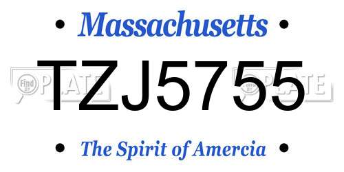 TZJ5755 Massachusetts License Plate