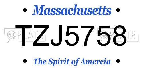 TZJ5758 Massachusetts License Plate