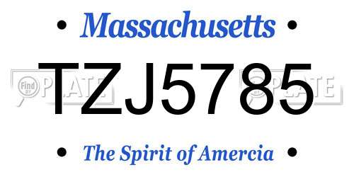 TZJ5785 Massachusetts License Plate